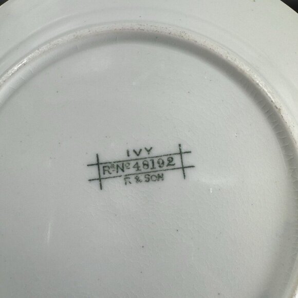 Antique R And Son Fine Porcelain Dish Plate Set 2 Dishes Plates Round IVY VTG - Picture 6 of 11